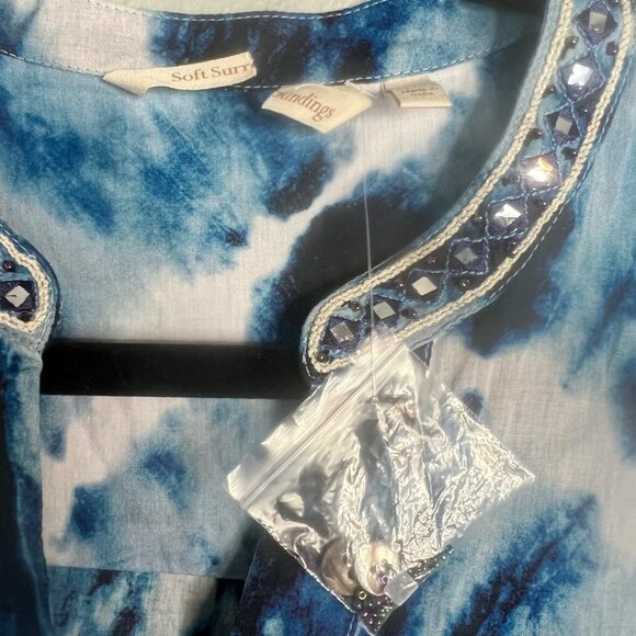 NWOT Soft Surroungings Sea Sprite Tie Dye Maxi Dress Embroidered Embellished XS - Picture 8 of 14